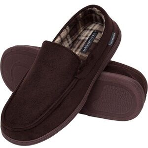 Van Heusen Mens Comfy Slip-on Micro Suede Softflannel Lining Slippers